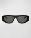 Celine Men & Apos;s Triomphe Rectangular Acetate Sunglasses In Black