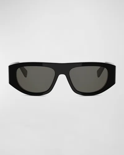 Celine Men & Apos;s Triomphe Rectangular Acetate Sunglasses In Black
