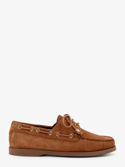 Celine Men Bateau Suede Loafers In Multi
