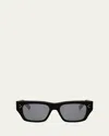 Celine Men's Bold 3 Dots Polarized Square Sunglasses In Shiny Black Smoke Polarized