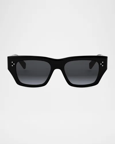 Celine Men's Bold 3 Dots Sunglasses In Shiny Black Gradient Smoke