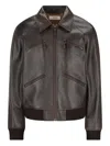 Celine Calf Leather Bomber Jacket In Brown