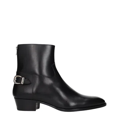 Celine Men's Boots Black Leather In Multi