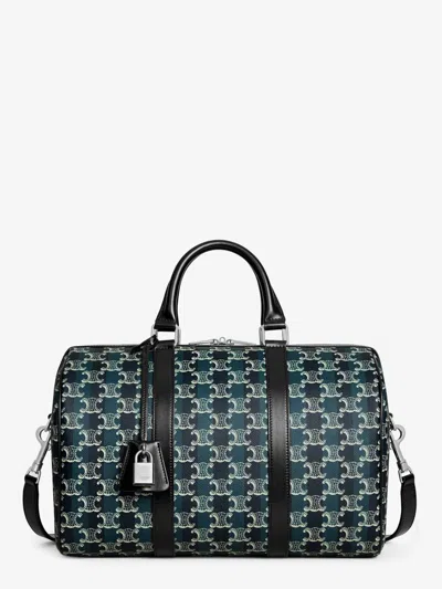 Celine Men Boston Large Triomphe Canvas Travel Bag In Multi