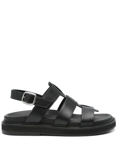 Celine Men Cage Leather Sandals In Black
