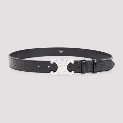 Celine Men's Calf Leather Belt, 3cm In Black
