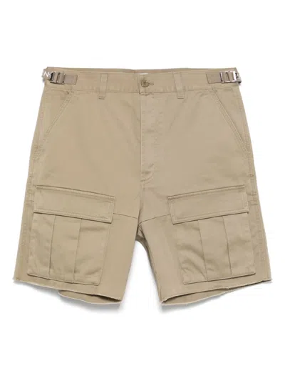 Celine Straight-leg Distressed Cotton-twill Cargo Shorts In Brown