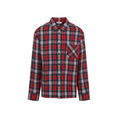 Celine Cashmere Checked Relaxed-fit Overshirt In Red