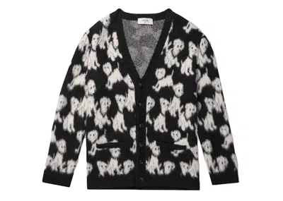 Pre-owned Celine Men's  Brushed Cottonblend Jacquard Cardigan In Black