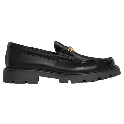 Pre-owned Celine Men's  Chunky Triomphe Loafer Gold Chain Sneakers In Black