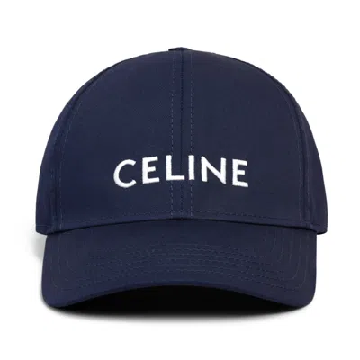 Pre-owned Celine Men's  Cotton Baseball Cap In Navy Blue