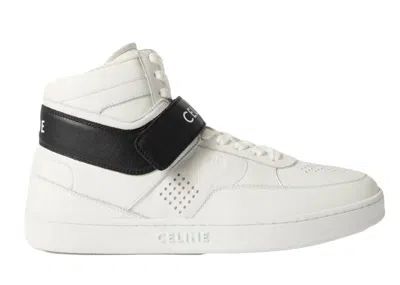 Pre-owned Celine Men's  Ct03 Leather Hightop Sneakersin White/black
