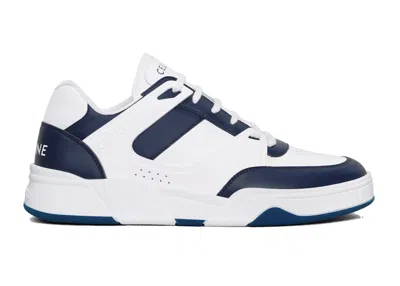 Pre-owned Celine Men's  Ct07 Low Sneakers In Optic White/navy Blue In Multi