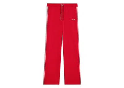 Pre-owned Celine Men's  Double Face Jersey Tracksuit Pants In Red/off White In Multi