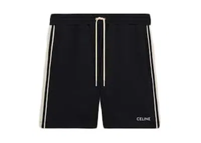 Pre-owned Celine Men's  Double Face Jersey Tracksuit Shorts In Black/white