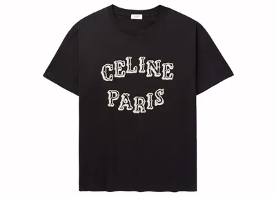 Pre-owned Celine Men's  Embellished Logoembroidered Cottonjersey T-shirt In Black