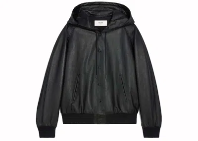 Pre-owned Celine Men's  Hooded Jacket In Soft Lambskin In Black
