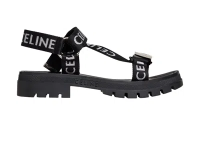 Pre-owned Celine Men's  Leo Strappy Sandal Sneakers In Black/white