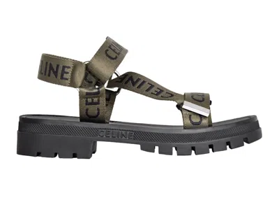 Pre-owned Celine Men's  Leo Strappy Sandal Sneakers In Khaki Black