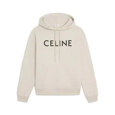 Pre-owned Celine Men's  Loose Cotton Fleece Hoodie In Cream/black
