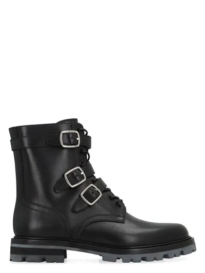 CELINE MEN'S CELINE MAGGIE LEATHER LACE-UP BOOTS