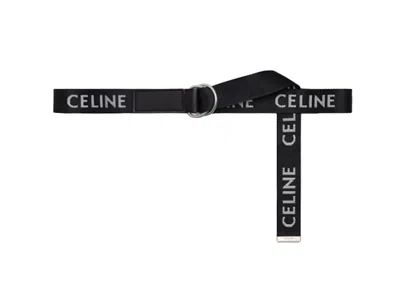Pre-owned Celine Men's  Medium Double Ring Belt Jacquard In Black