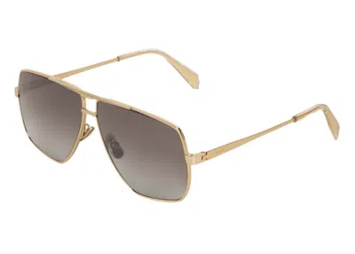 Pre-owned Celine Men's  Metal Frame 25 Polarized Lenses Sunglasses In Gold/gradient Brown
