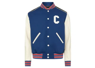 Pre-owned Celine Men's  Oversized Wool Varsity Jacket In Cobalt Blue