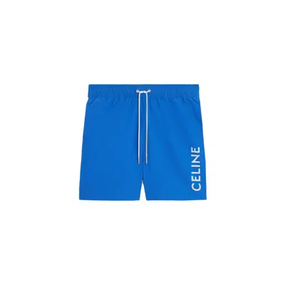 Pre-owned Celine Men's  Piping Swim Shorts In Royal Blue