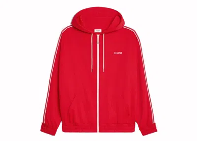 Pre-owned Celine Men's  Tracksuit Jacket With  Embroidery In Double Face Jersey In Red/off White