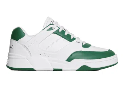 Pre-owned Celine Men's  Trainer Ct07 Low Sneakers In Optic White/dark Green