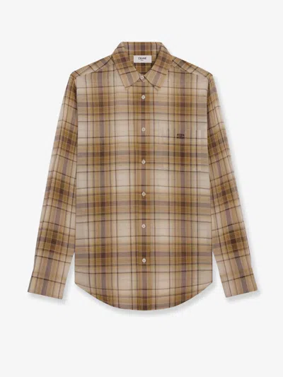CELINE CELINE MEN CHECKED COTTON SHIRT