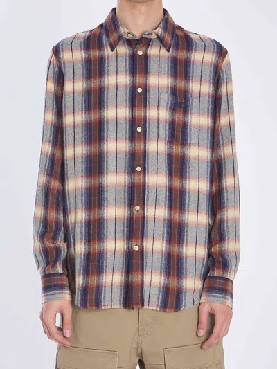 Celine Men Checked Shirt In Brown