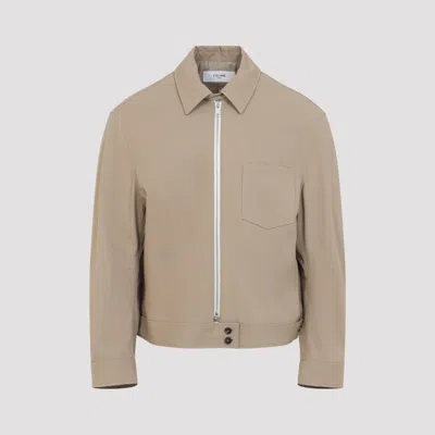 Celine Cotton Jacket Horn Buttons Shirt Collar In Brown