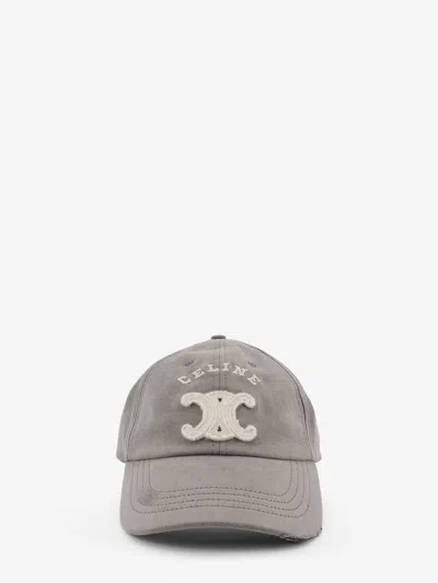 Celine Men Cotton Baseball Hat In Gray
