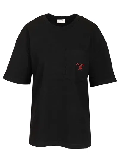 Celine Men Cotton Jersey T-shirt In Black