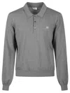 Celine Men Cotton Polo Shirt With Triomphe Detail In Gray