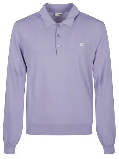 Celine Men Cotton Polo Shirt In Purple