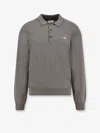 Celine Men Cotton Polo Shirt With Triomphe Detail In Gray