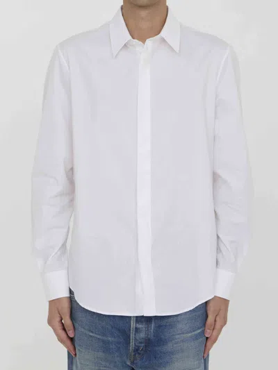 Celine Men Cotton Poplin Shirt In White