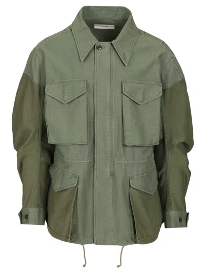 Celine Men Cotton Satin Parka In Green