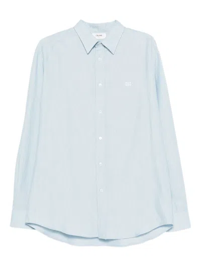 Celine Men Cotton Shirt In Blue