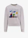 Celine Men Cotton Sweatshirt With Multicolor Print In White