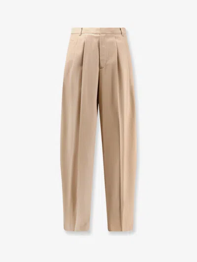 Celine Men Cotton Trousers In Brown