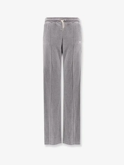 Celine Grey Velvet Cotton Tracksuit Pants In Gray