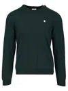 Celine Men Crewneck Wool Sweater In Green