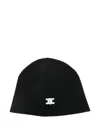 Celine Triomphe Logo-embroidered Wool Beanie In Black