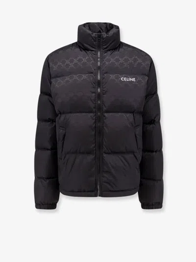 Celine Men Down Jacket With  Triomphe Motif In Black