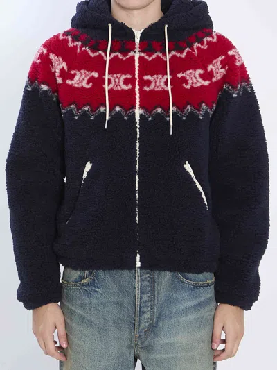 CELINE CELINE MEN FAIR ISLE TRIOMPHE HOODED JACKET