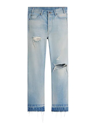 Celine Men Jeans Wesley In Denim Lavaggio Eastside Distressed In Blue